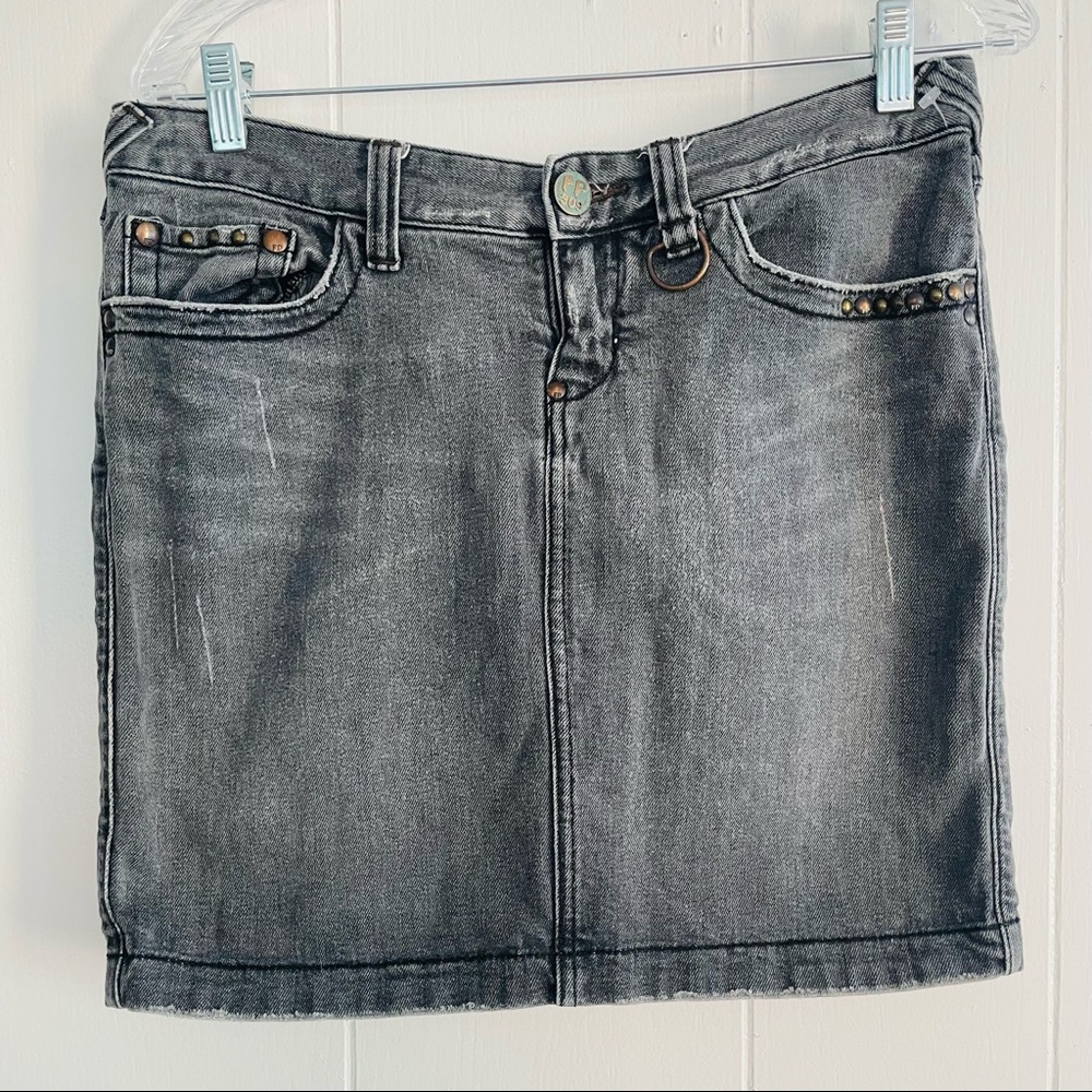 Free People angel wings black denim mini skirt